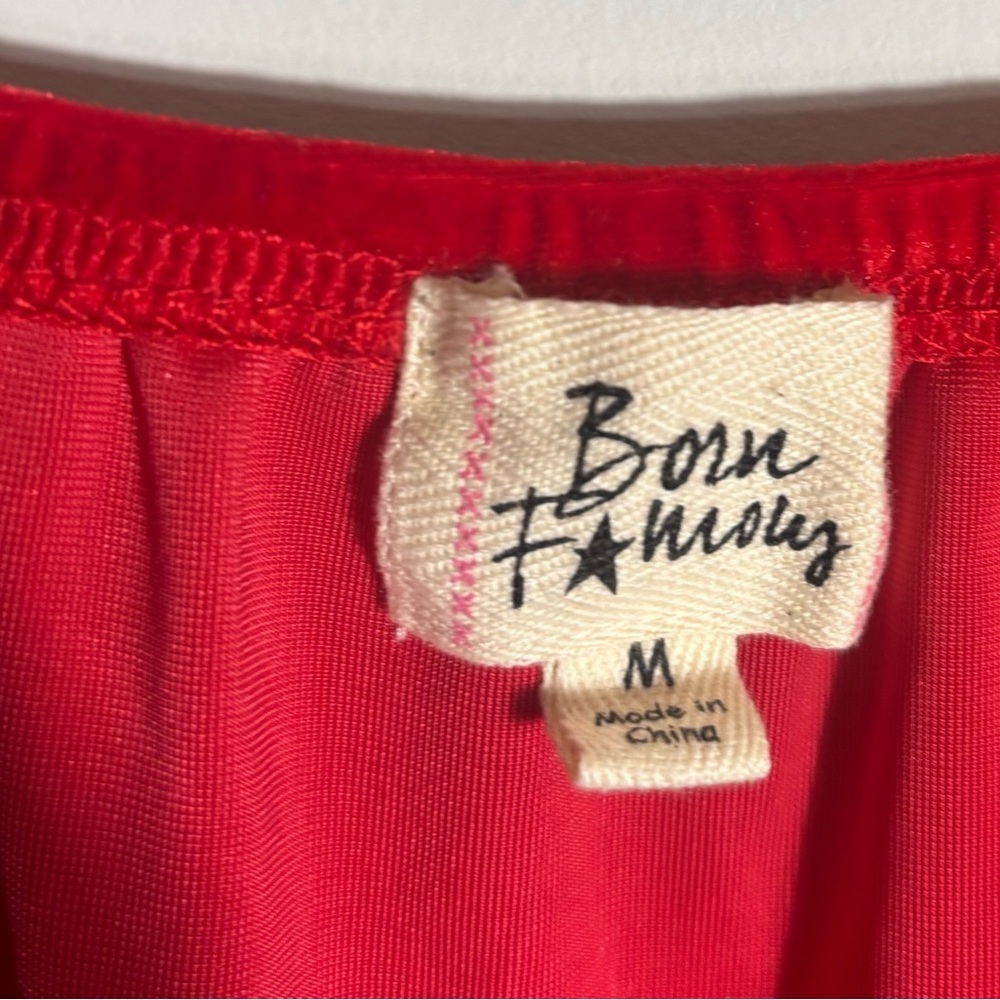 Born Famous Red Velvet Reindeer Christmas Jumpsuit Overalls M NWT Holiday - Picture 5 of 5